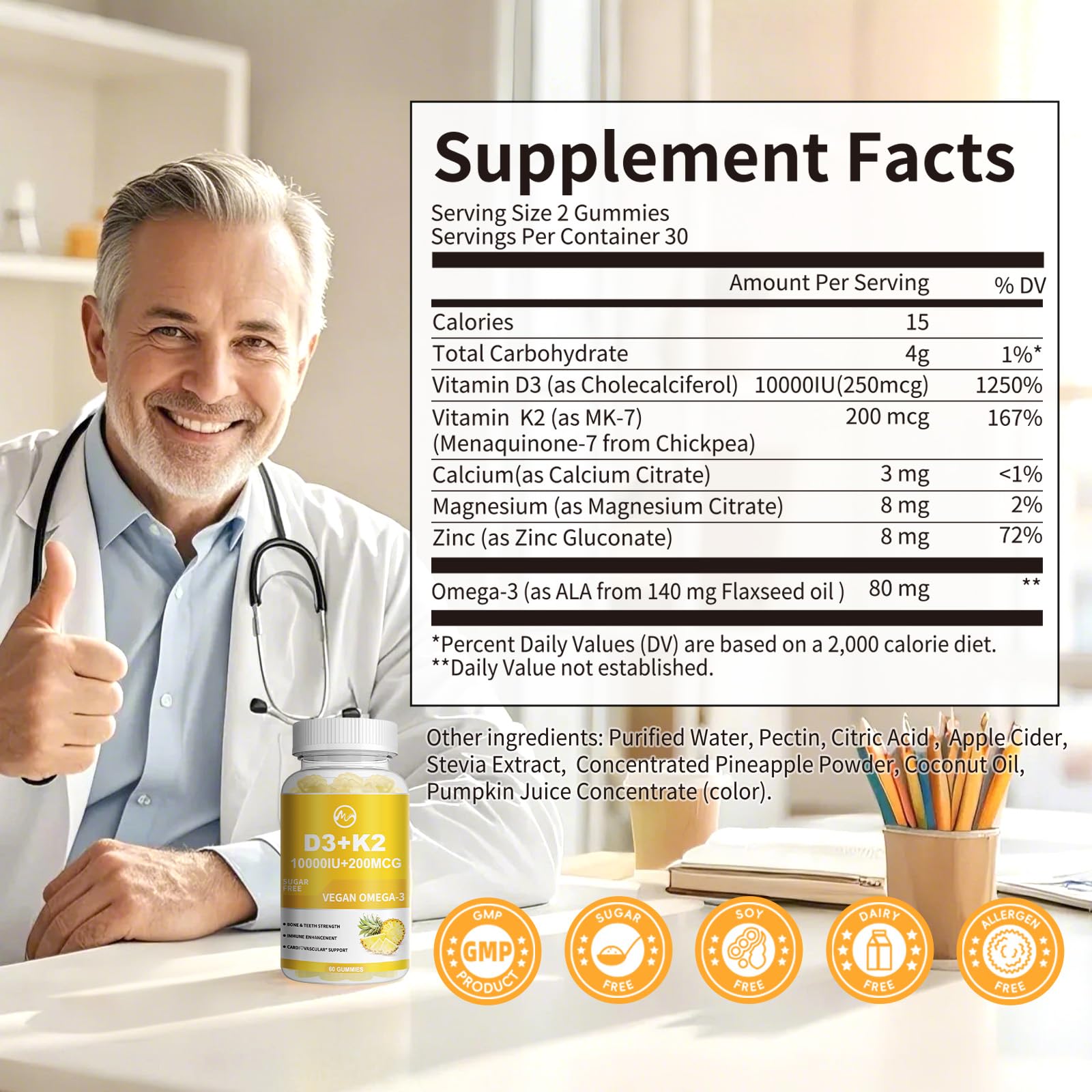 Front packaging showing 2-pack Vitamin D3 K2 Gummies
