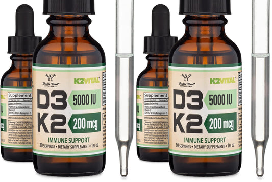Front view of Vitamin D3 K2 5,000 IU liquid drops bottle set (2-pack)