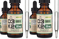 Front view of Vitamin D3 K2 5,000 IU liquid drops bottle set (2-pack)