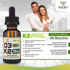 Label highlighting All-Trans K2 MK-7 (K2Vital) information