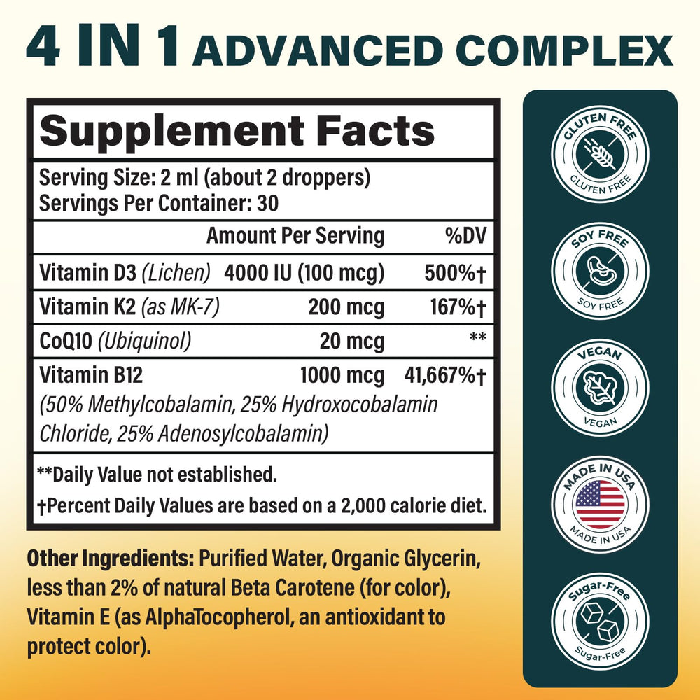 Third-party tested Vitamin D3 K2 liquid drops for daily wellness