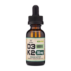 Vitamin D3 K2 liquid drops bottle with 5,000 IU D3 and 200 mcg K2MK-7 (K2Vital) - 30 servings