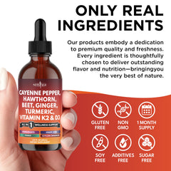 Vitamin D3 and K2 in liquid drop supplement.