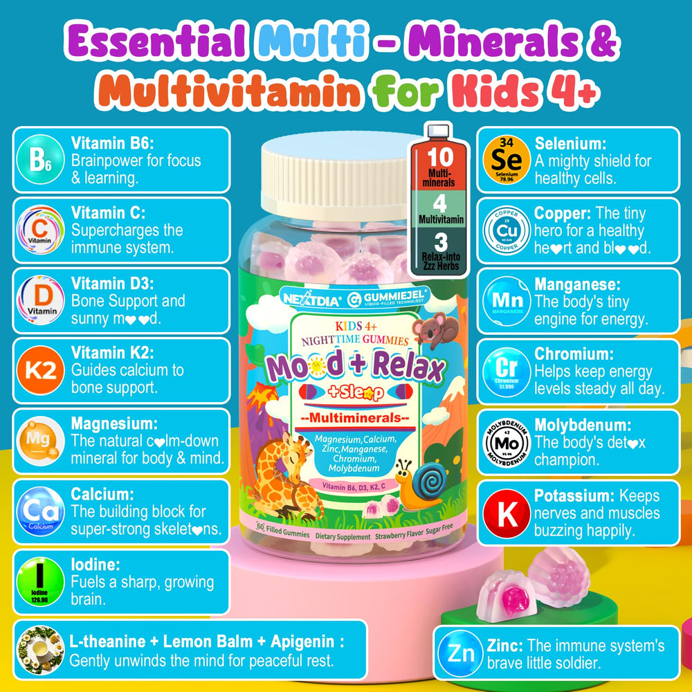 Vitamin D3 and K2 branding with minerals icons