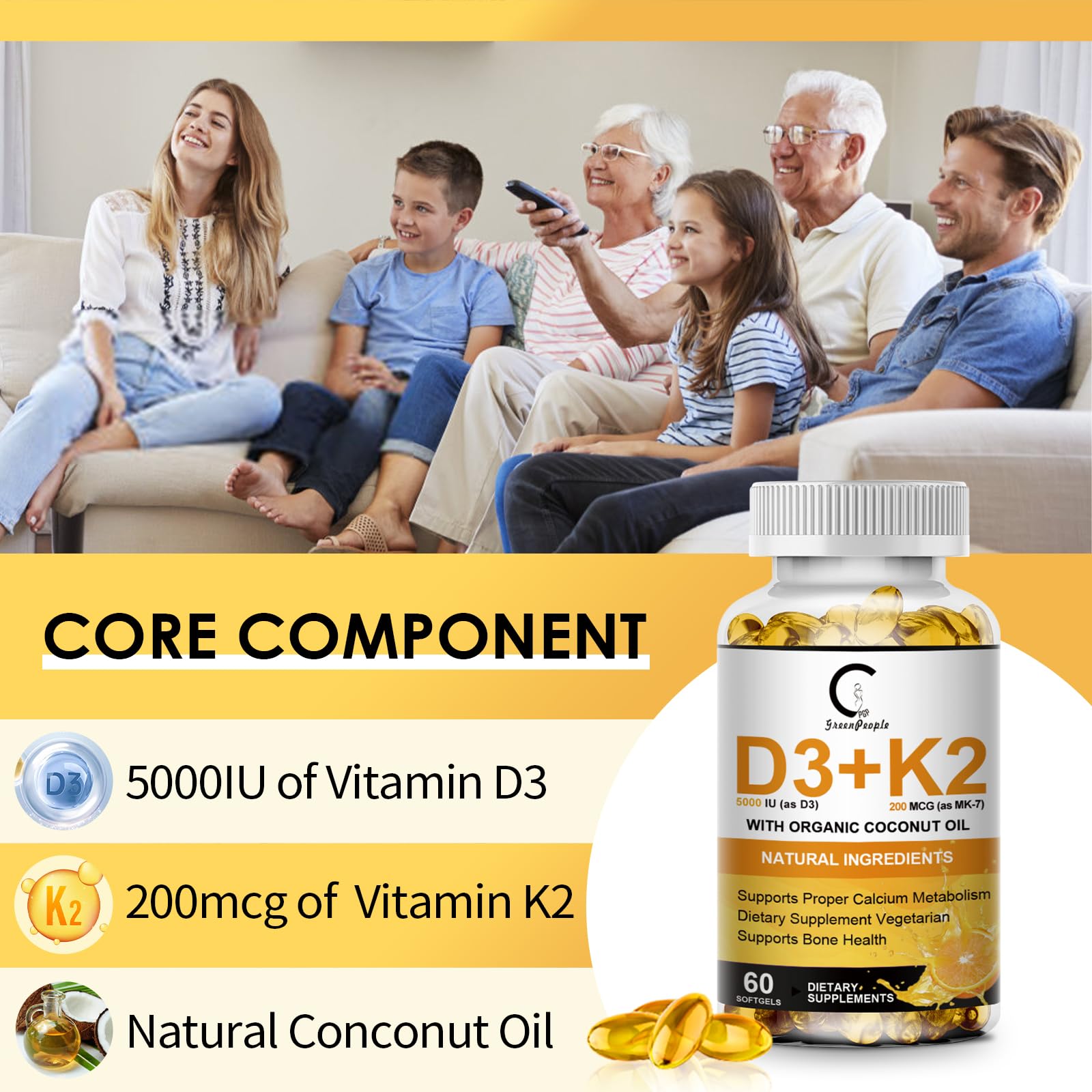 Natural coconut oil used in the supplement formula