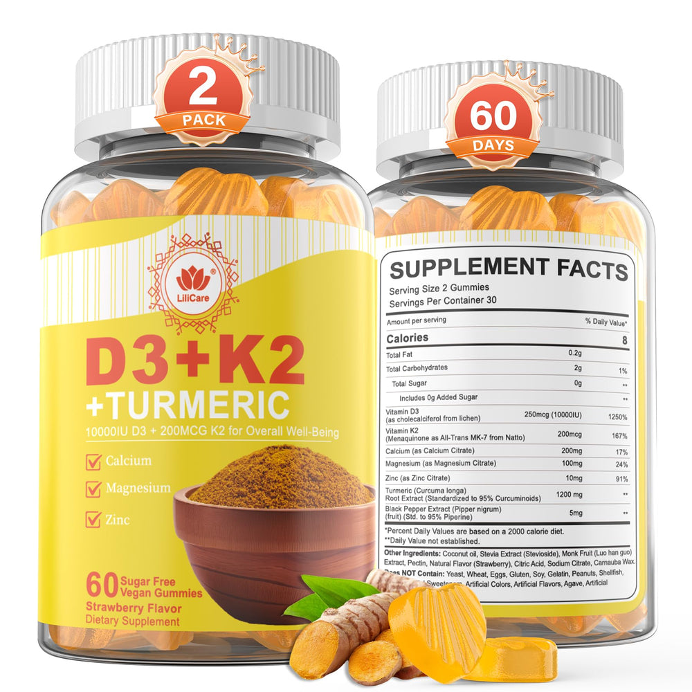 Vitamin D3 K2 Turmeric Gummies 2-Pack bottle front view