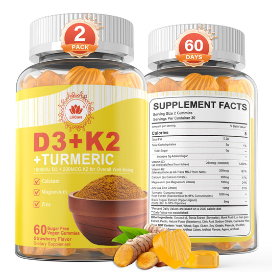 Vitamin D3 K2 Turmeric Gummies 2-Pack bottle front view