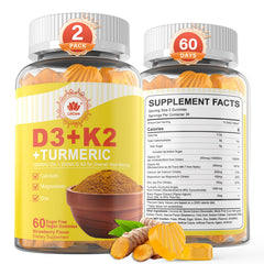 Vitamin D3 K2 Turmeric Gummies 2-Pack bottle front view