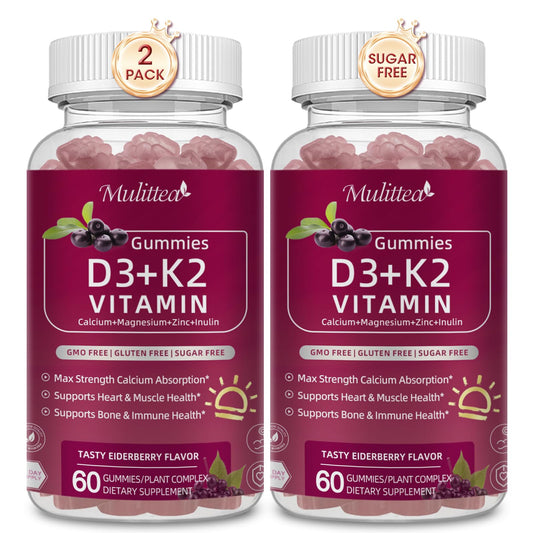 Front view of vitamin D3 and K2 vegan gummies bottle
