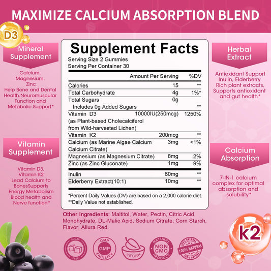 Close-up of D3 and K2 vegan gummies texture