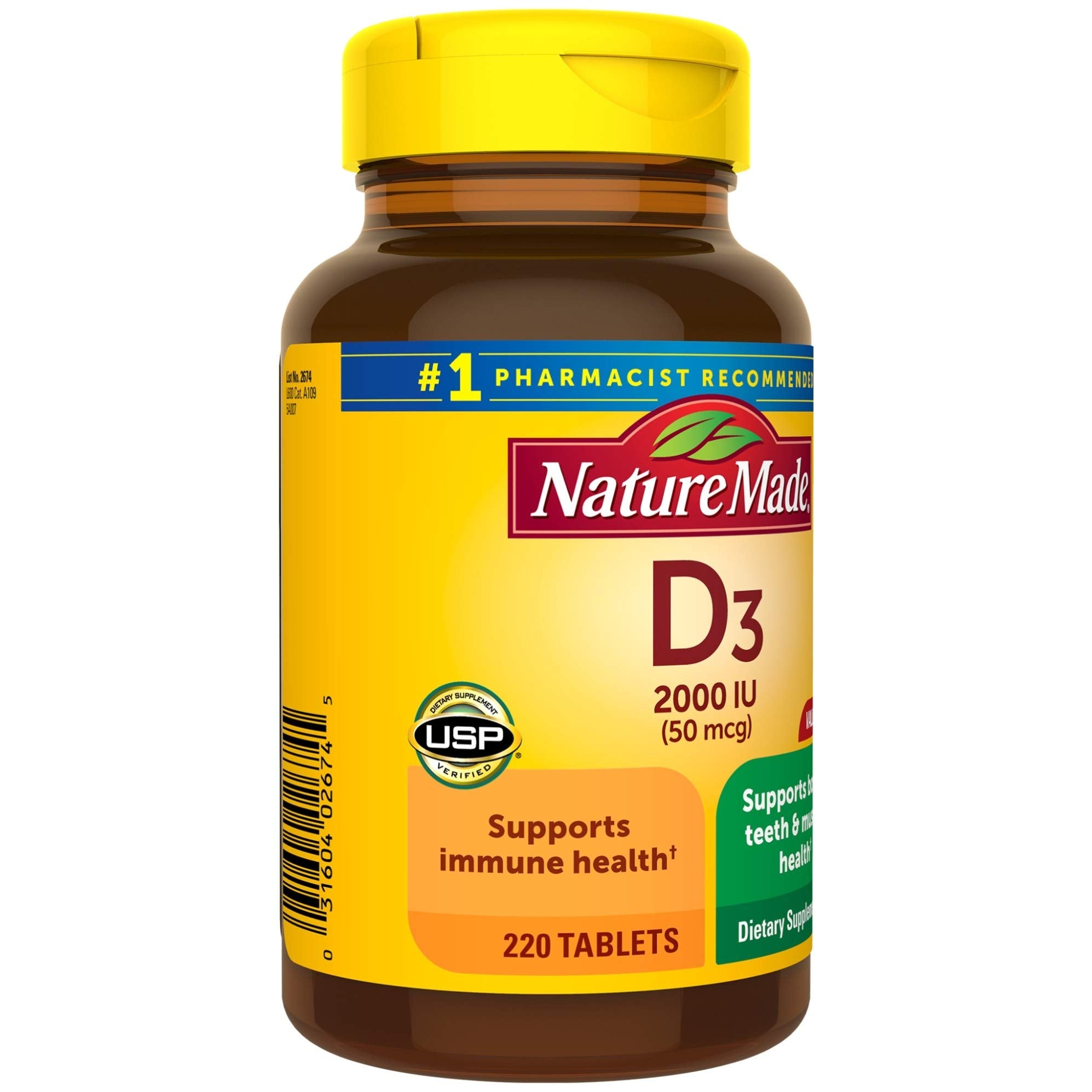 USP Verified badge on Vitamin D3 bottle