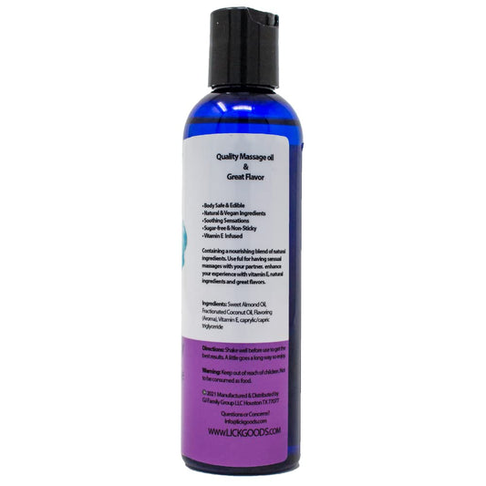 Vitamin E enriched vegan edible massage oil bottle 4 oz