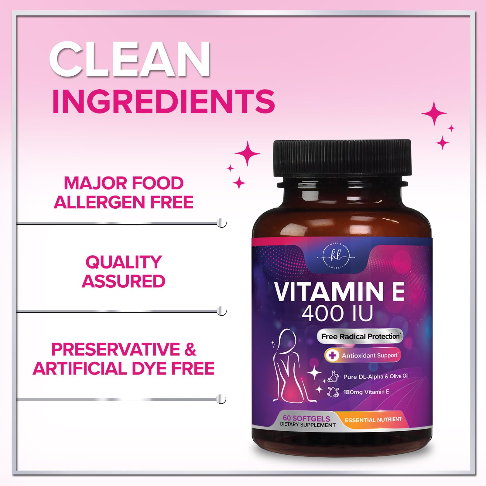 Vitamin E softgel pills with dl-alpha tocopherol