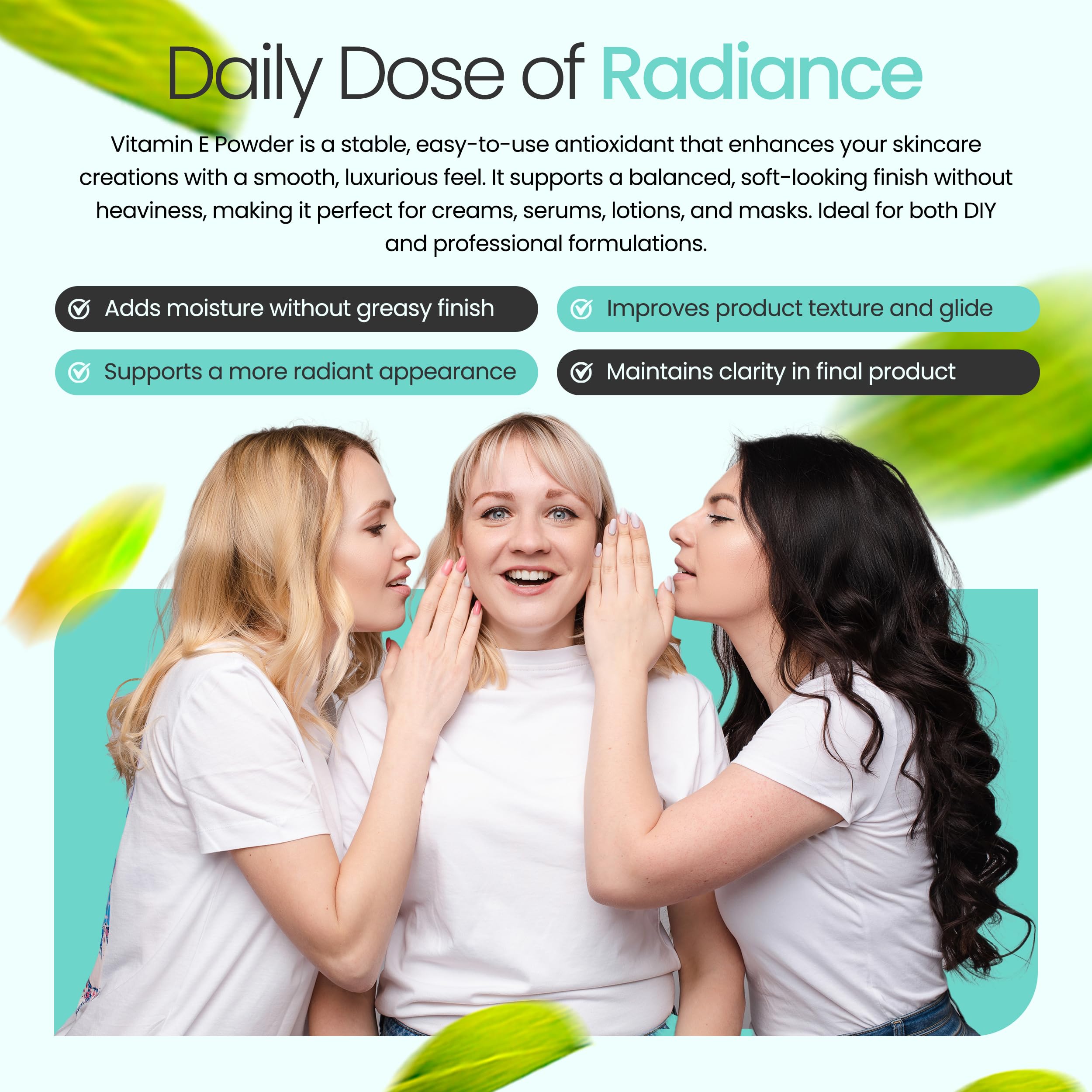 Vitamin E powder with ingredients label