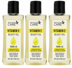 Vitamin E Skin Oil 1500 IU bottle shows deep penetration for soft, hydrated skin.