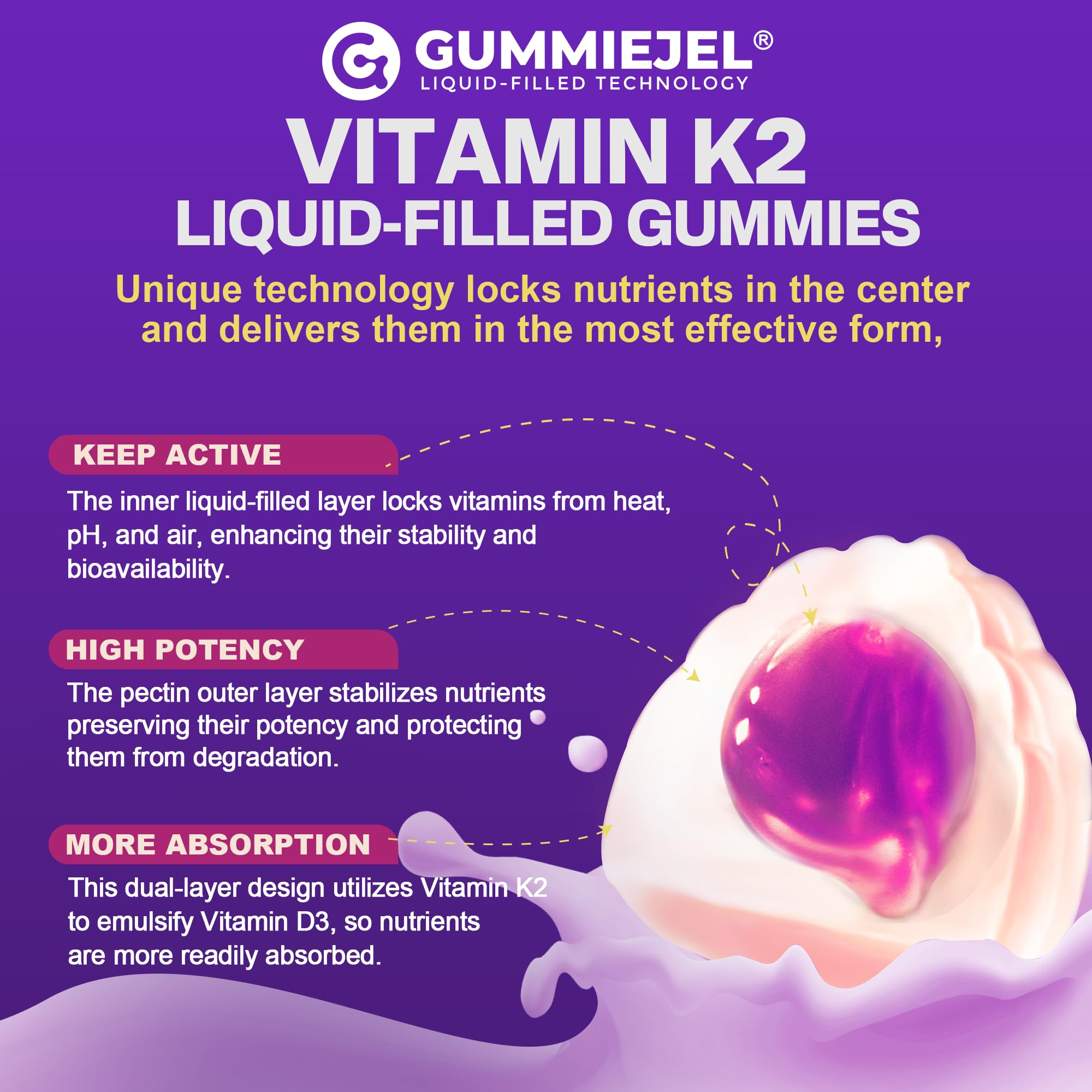 Vegetarian-friendly, non-GMO vitamin K gummy label