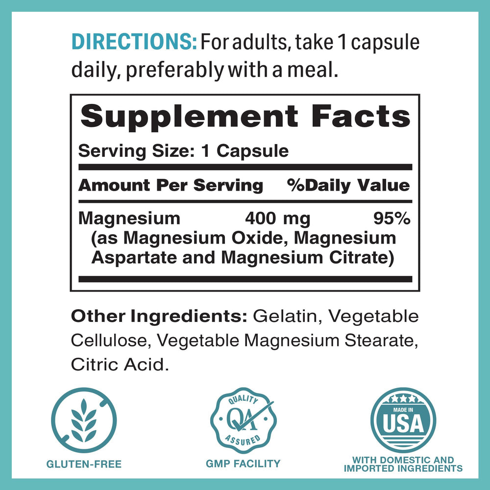 Three forms of magnesium shown: citrate, oxide, and aspartate