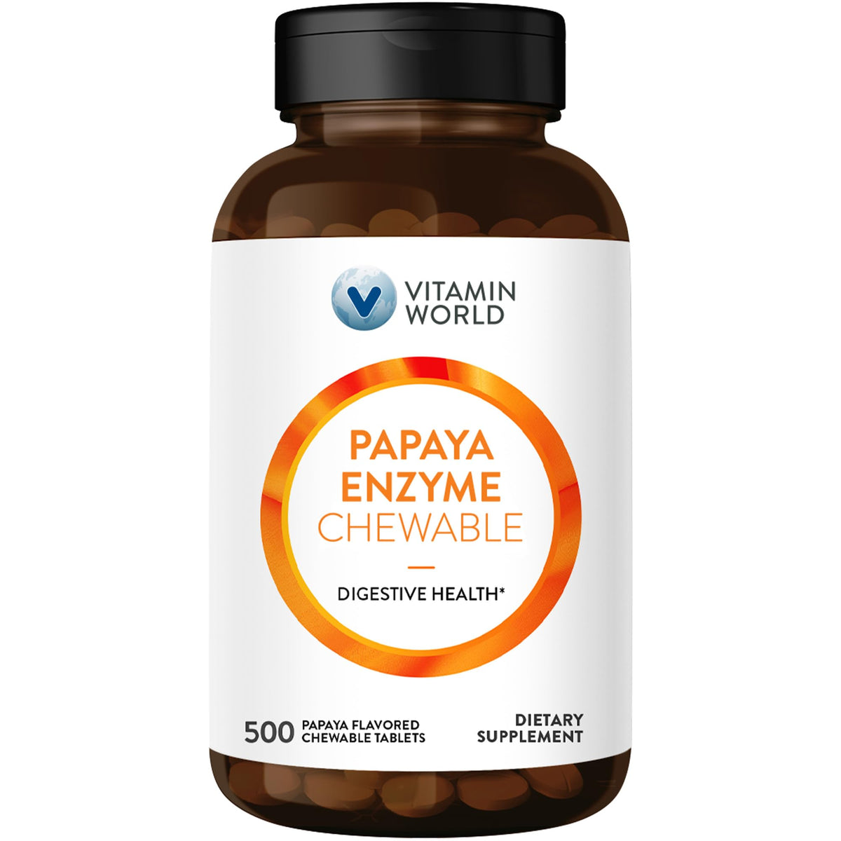 Vitamin World Papaya Enzymes Chewables 500 Tablets bottle front view