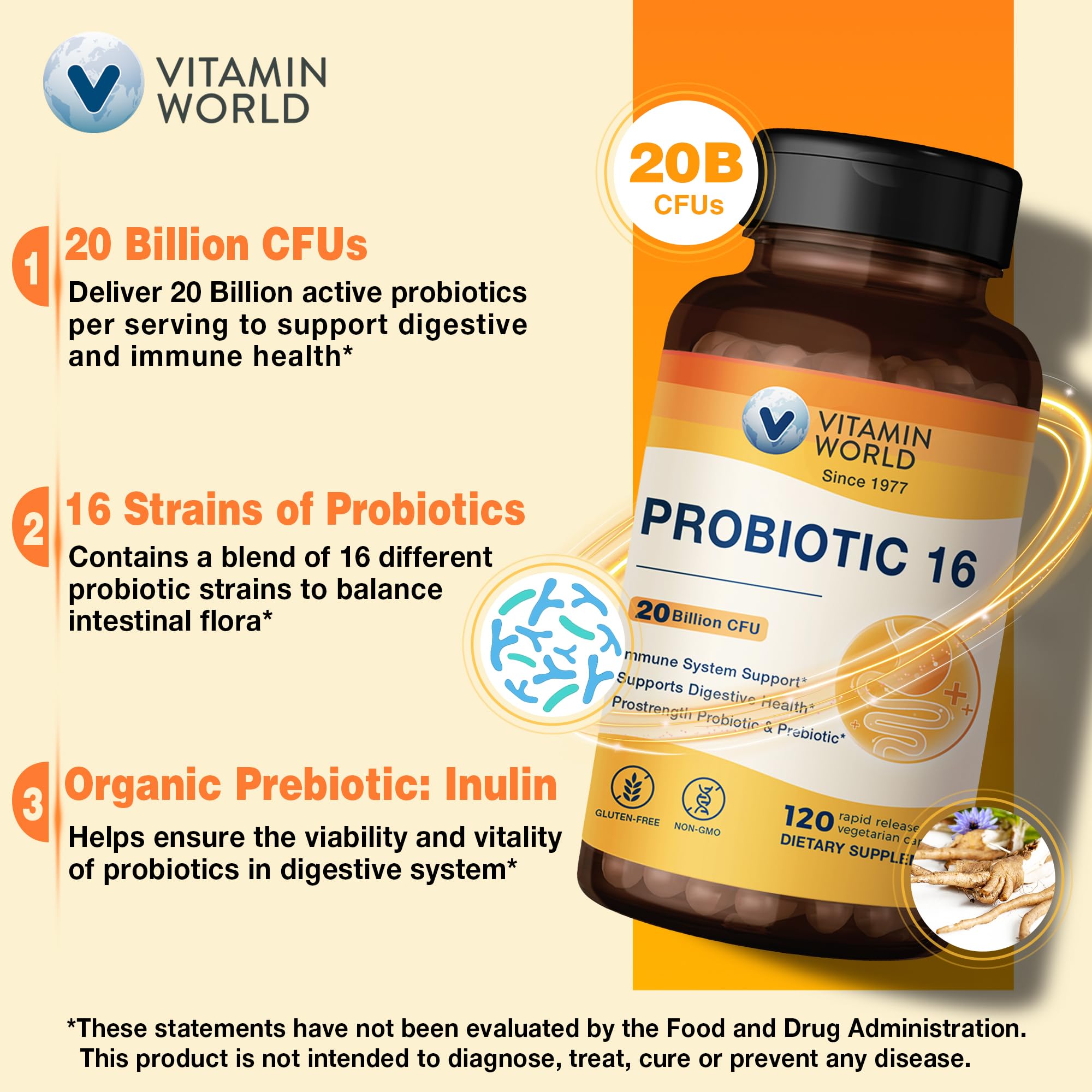 Bottle label highlighting prebiotic fiber