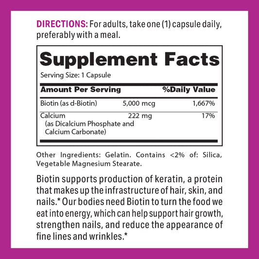 Vitamin World Biotin 5000 mcg product label
