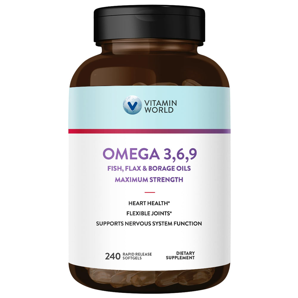 Vitamin World Triple Omega 3-6-9 bottle front with label