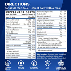 Close-up of nutrition facts and key ingredients of Ultra 360 Men’s Multivitamin