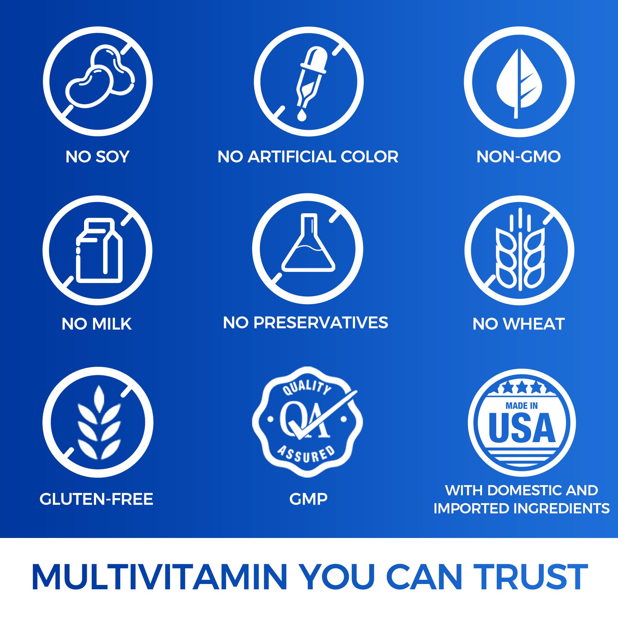 Non-GMO, gluten-free and allergen statement on Ultra 360 Men’s Multivitamin label
