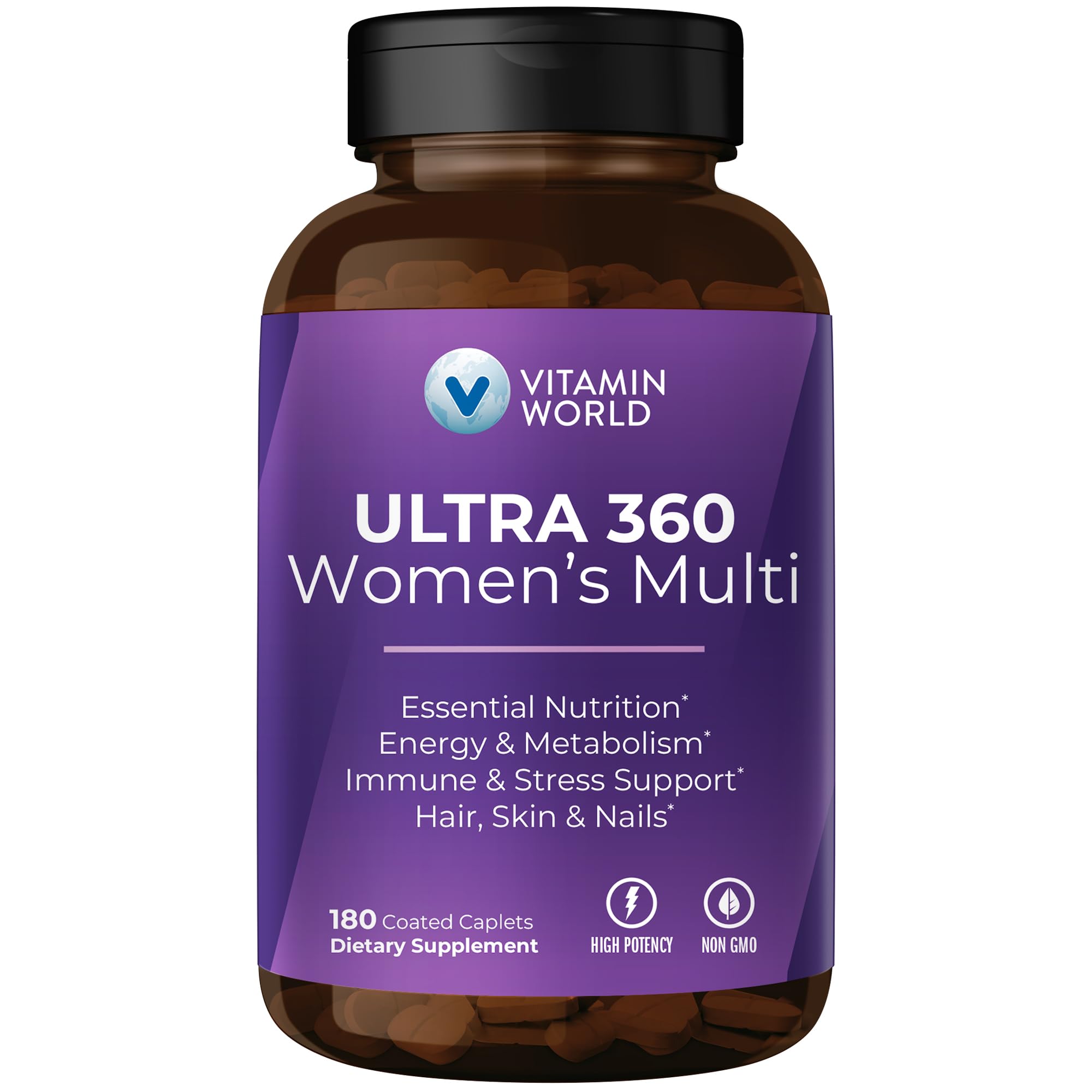 Bottle of Vitamin World Ultra 360 Women’s Multivitamin with caplets