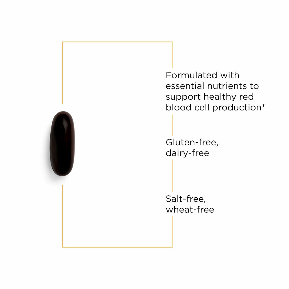 Graphic showing vitamins C, B12, and folate included in the formula