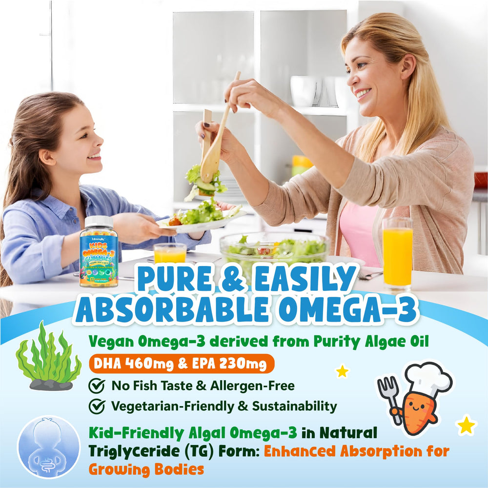 Vitamins D3, B12, Calcium and Zinc with omega-3 gummies