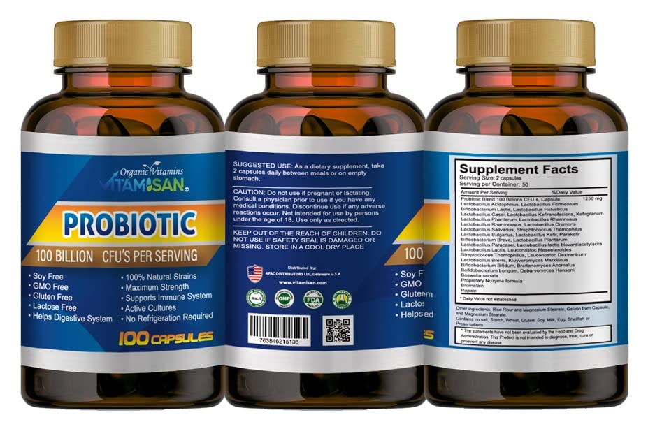 Acidophilus probiotic with organic prebiotic illustration