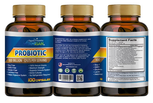 Acidophilus probiotic with organic prebiotic illustration