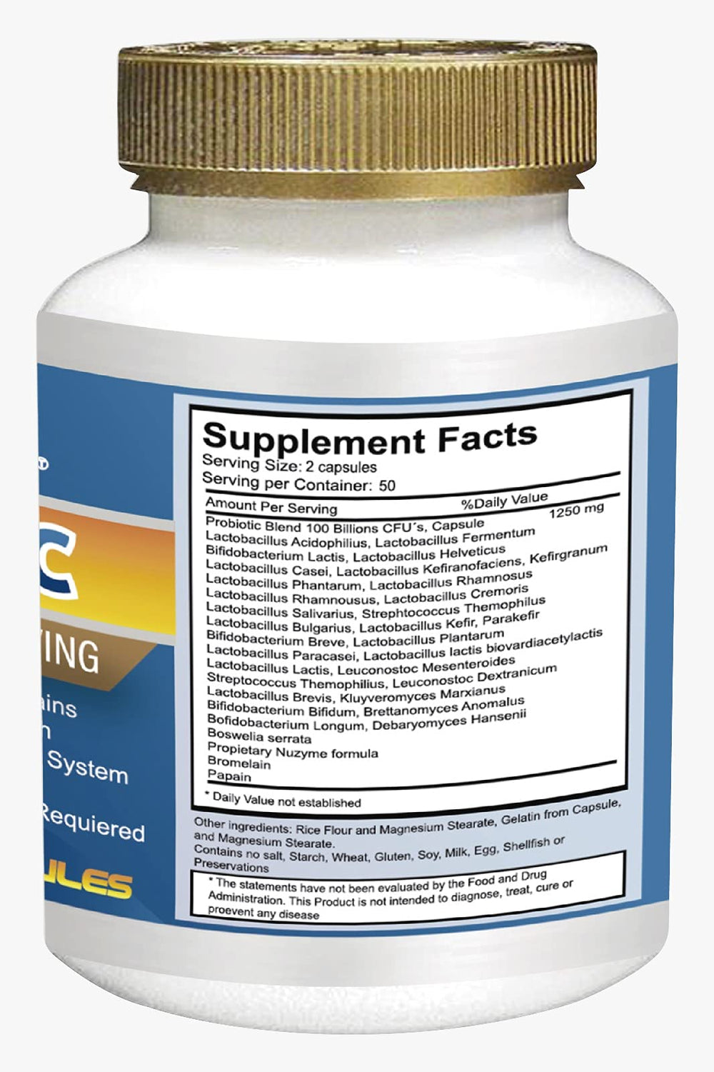 Gluten-free, dairy-free probiotic supplement no refrigeration required