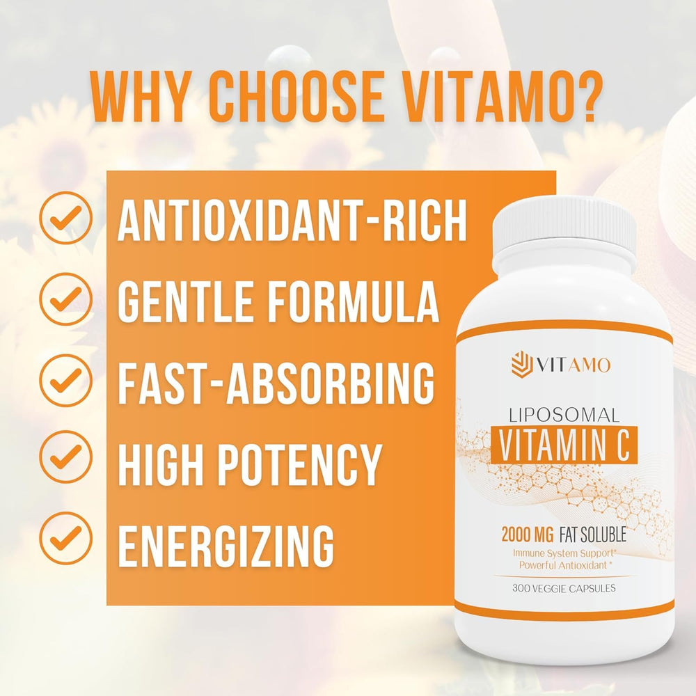 Vitamo liposomal absorption graphic indicating enhanced bioavailability and delivery.
