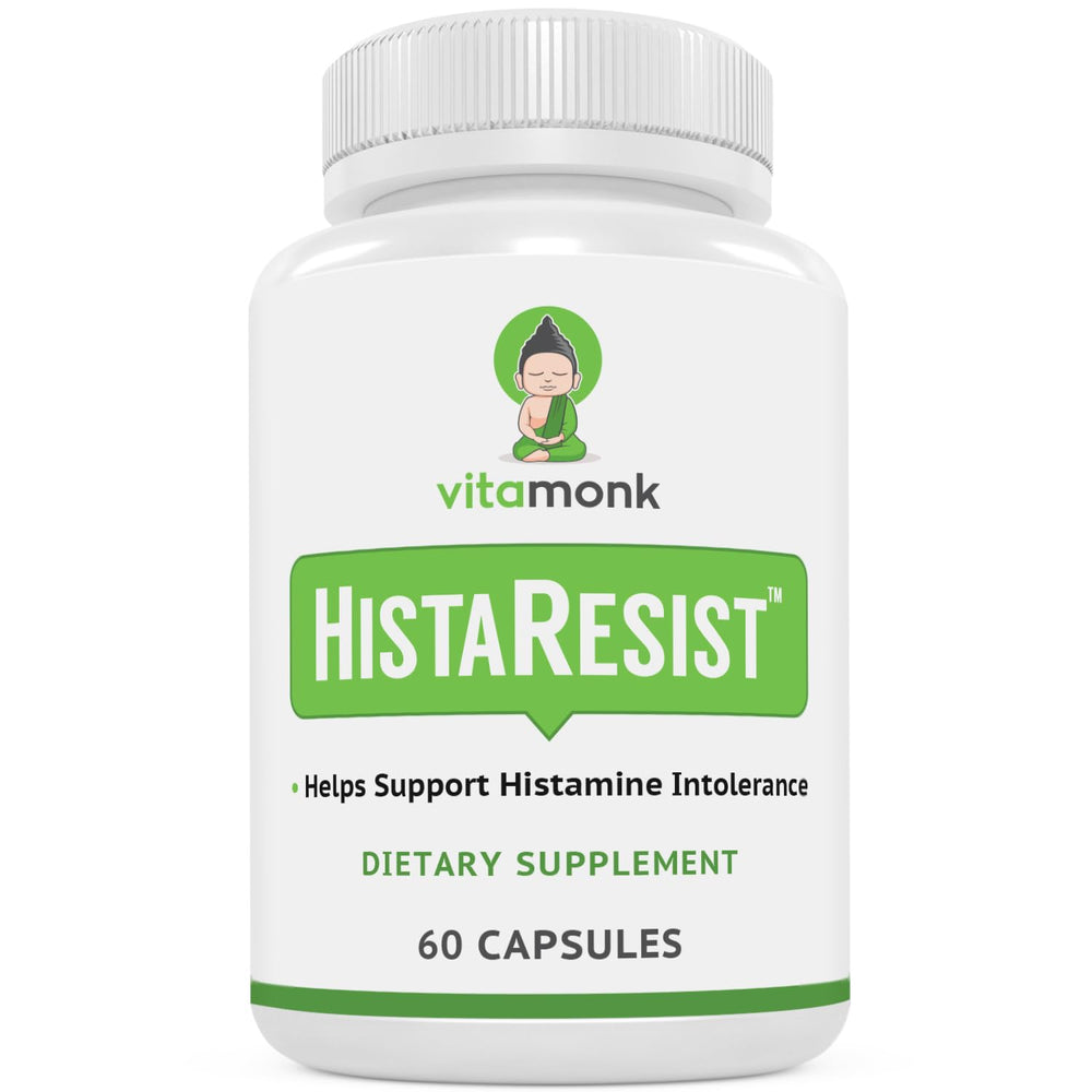 VitaMonk HistaResist bottle front showing label for daily histamine support.