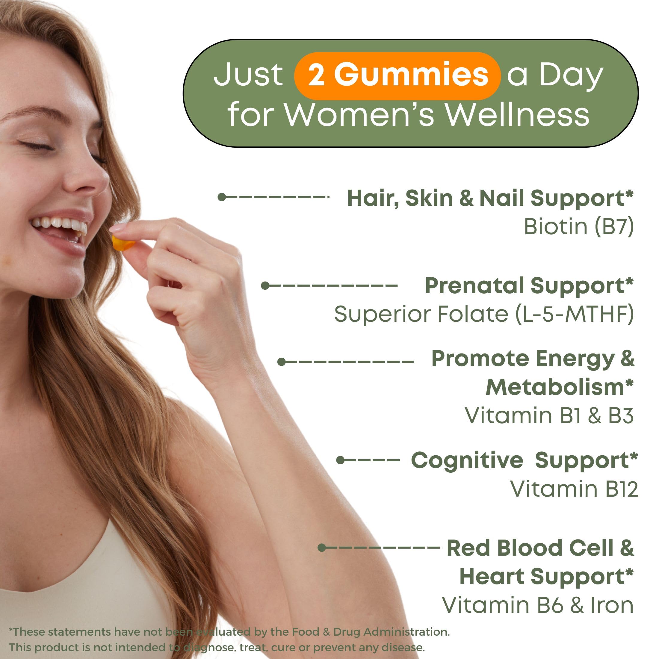 Graphic showing ingredients: 7 B vitamins and bioactive folate