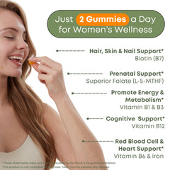 Graphic showing ingredients: 7 B vitamins and bioactive folate