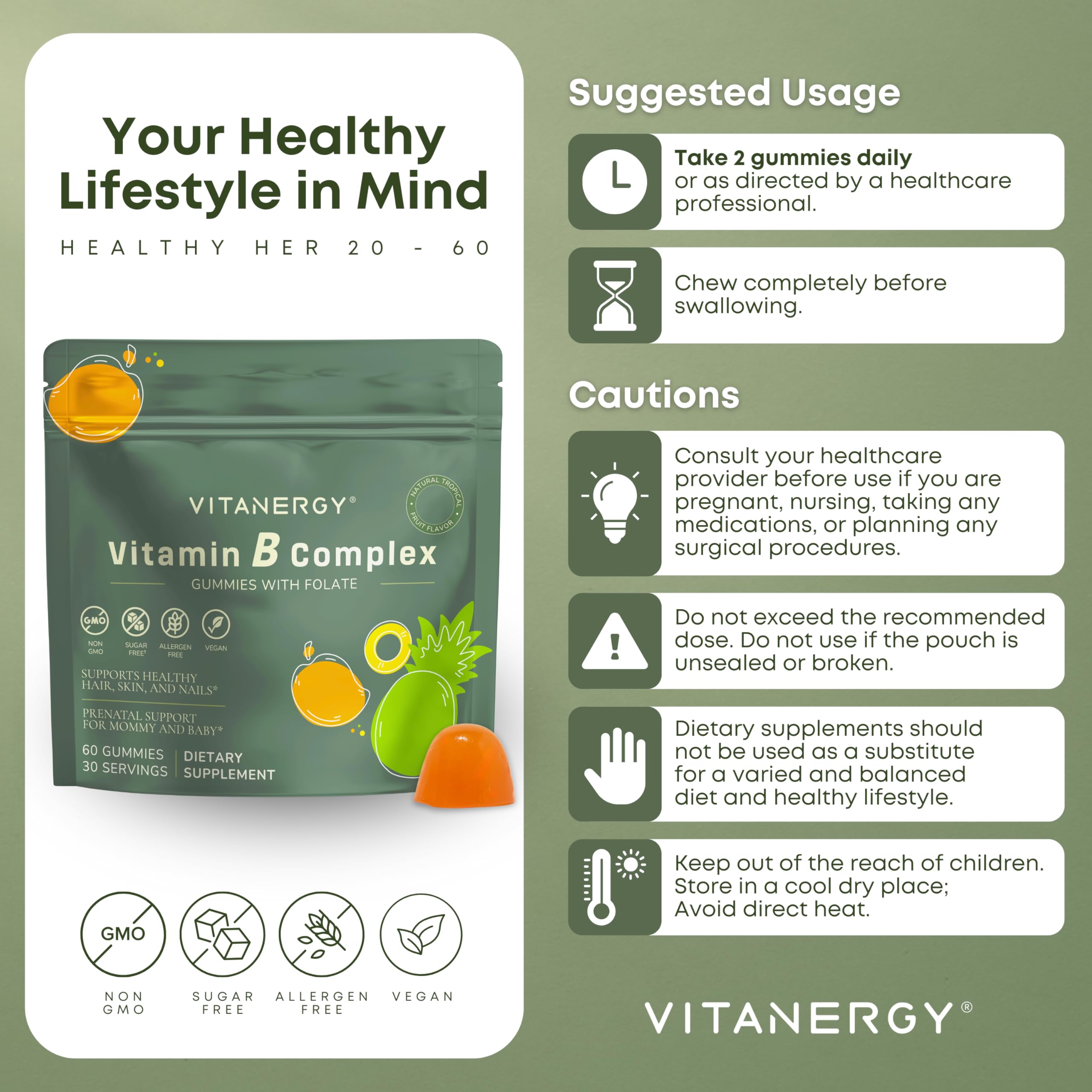 Iron included in Vitanergy B Complex Gummies for energy support