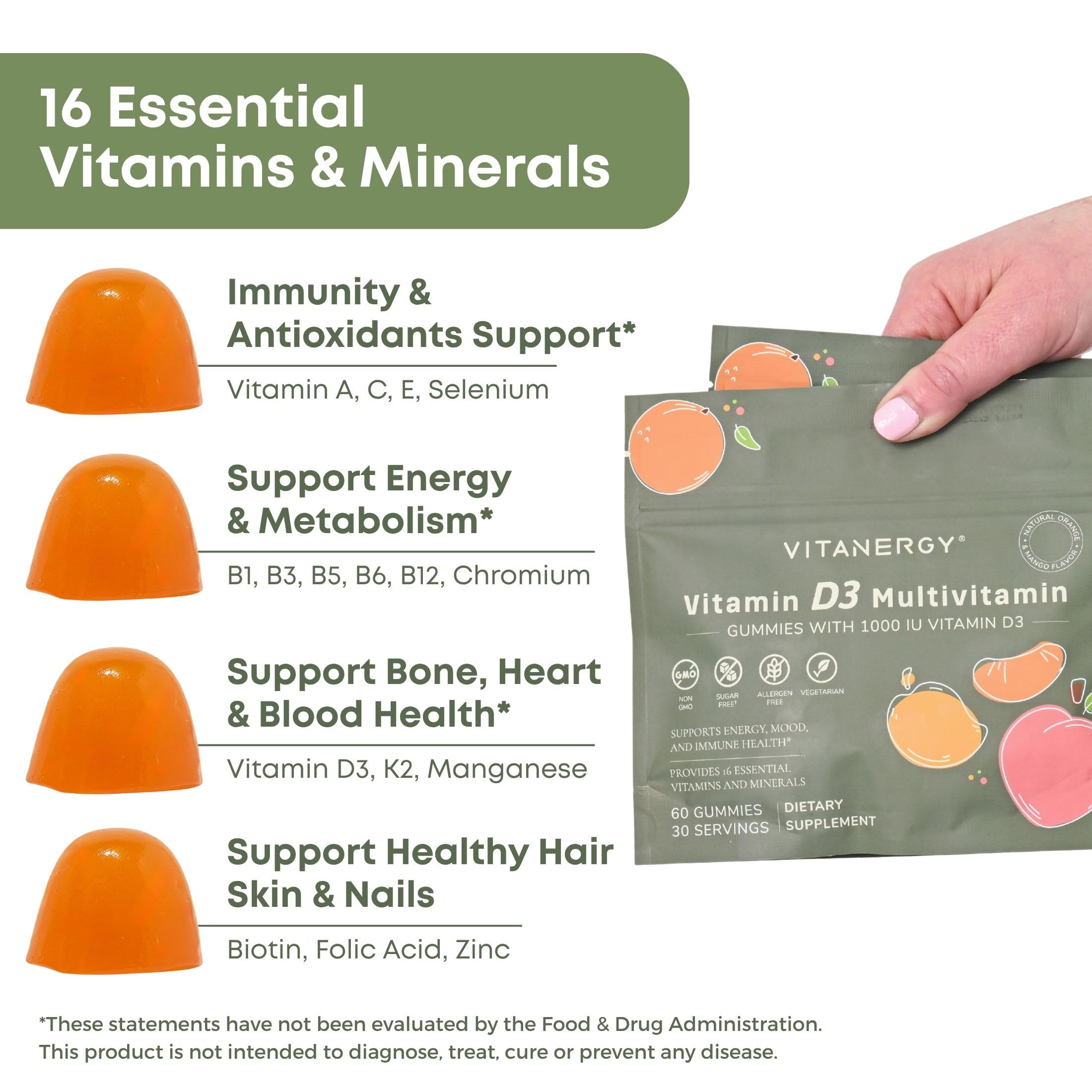 Vitanergy multivitamin bottle and portable pouch