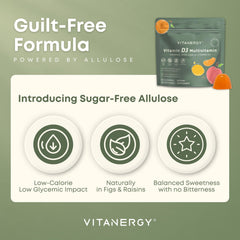 Gummies photographed with mango-orange flavor illustration