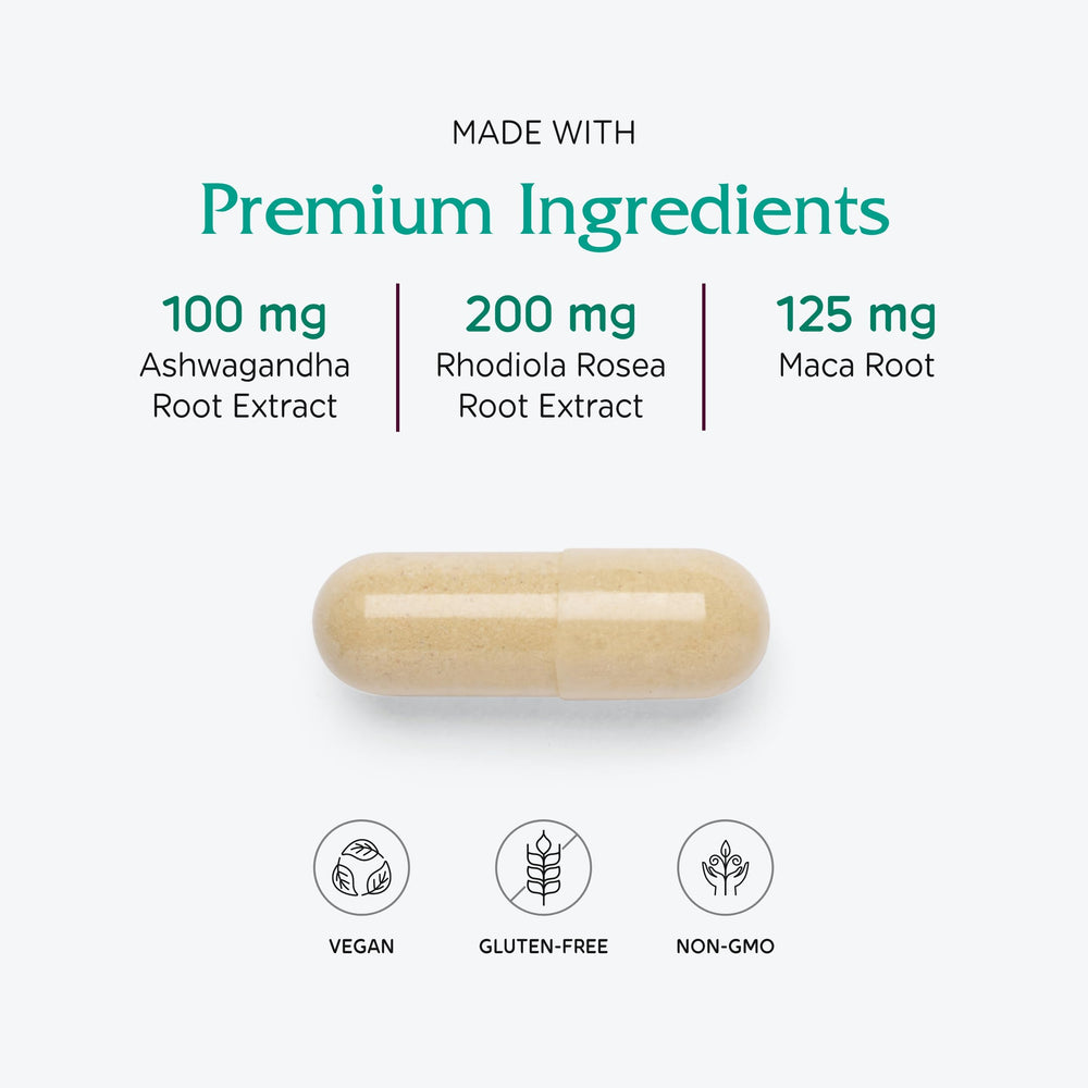 Vegan and vegetarian friendly packaging of Adrenal Assist