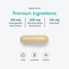 Vegan and vegetarian friendly packaging of Adrenal Assist