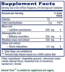 Green glass bottle of Vitanica Adrenal Tonic with chai spice flavor