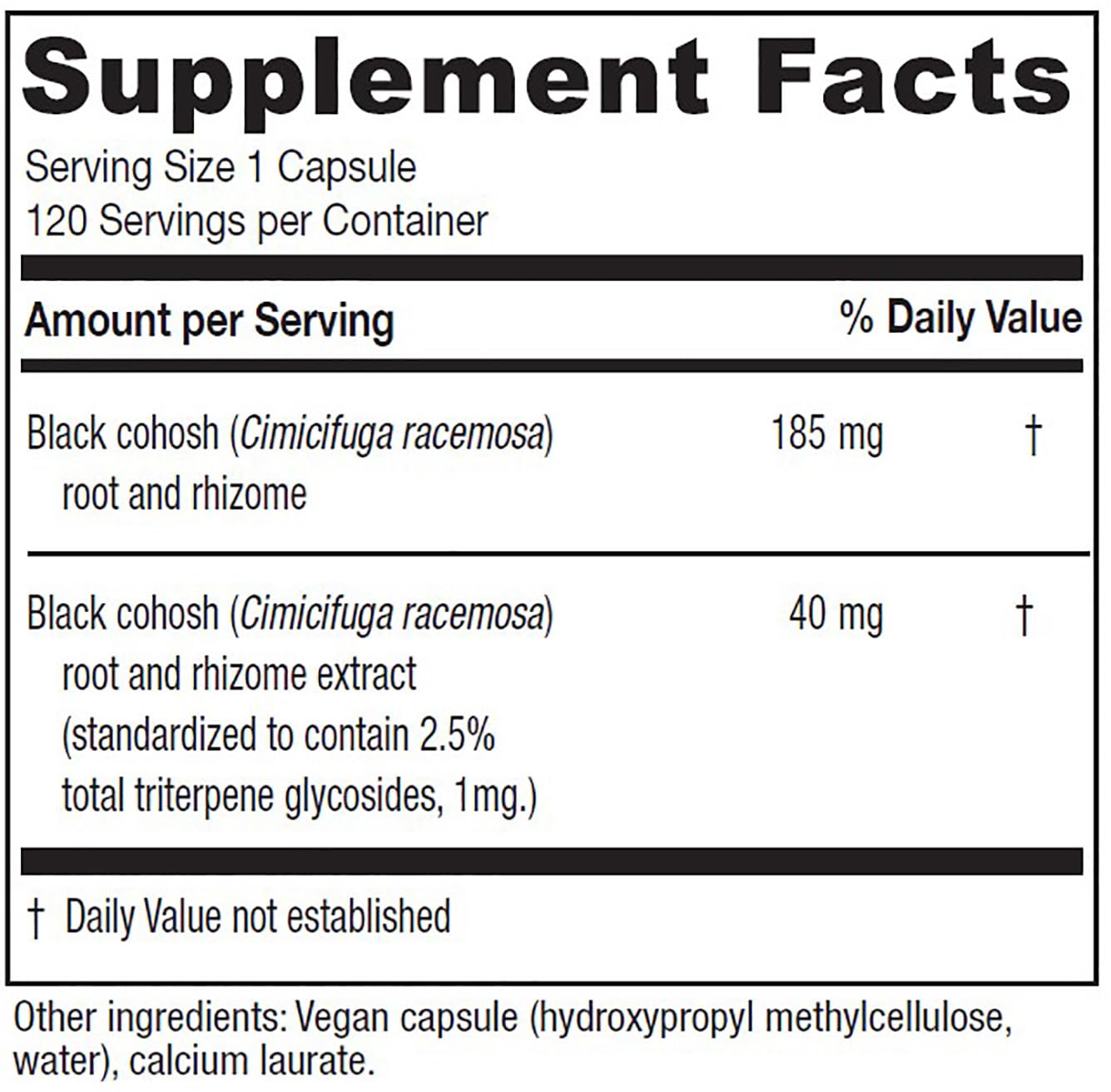 Capsules showing Black Cohosh extract