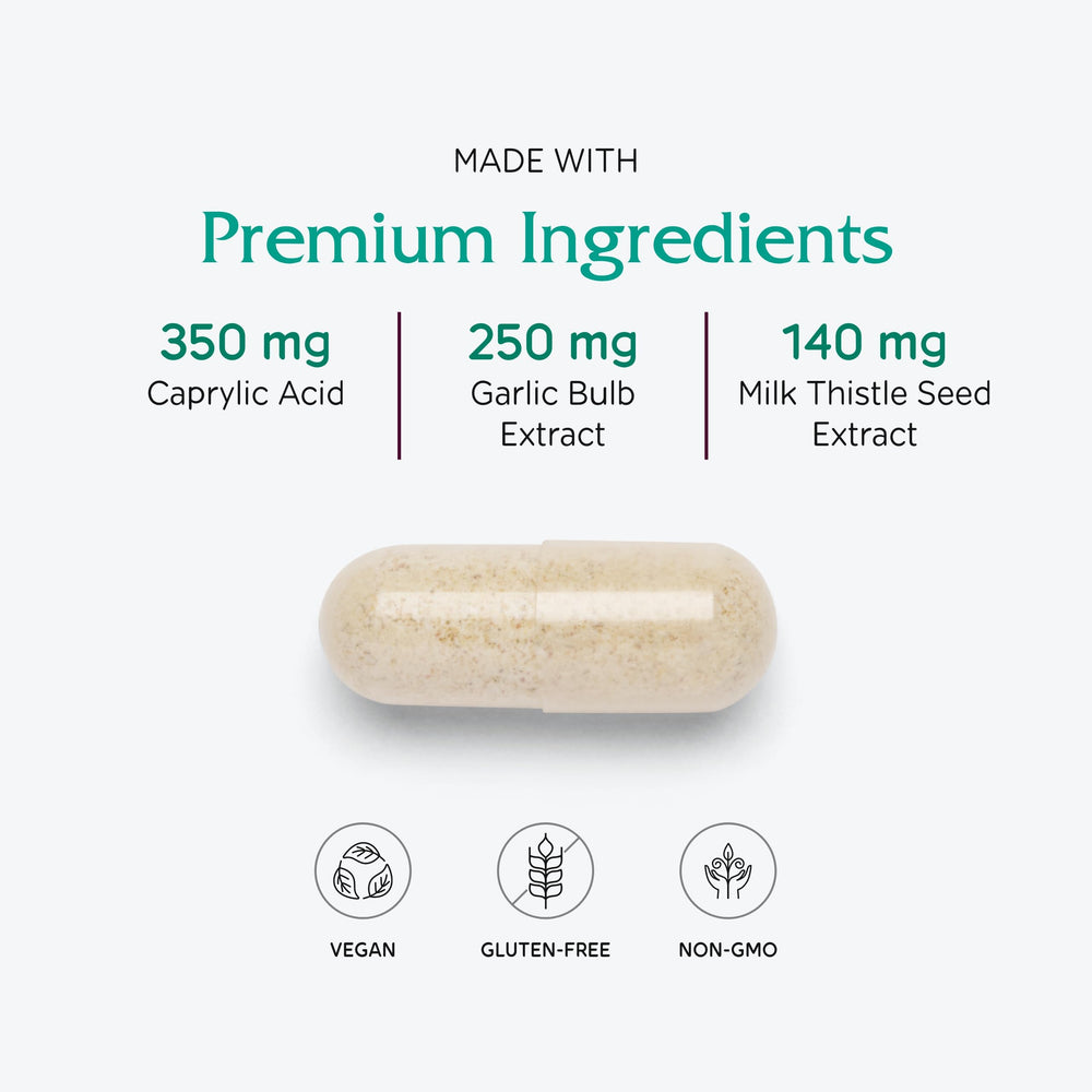 Product image of Candidastat packaging and capsules lifestyle shot