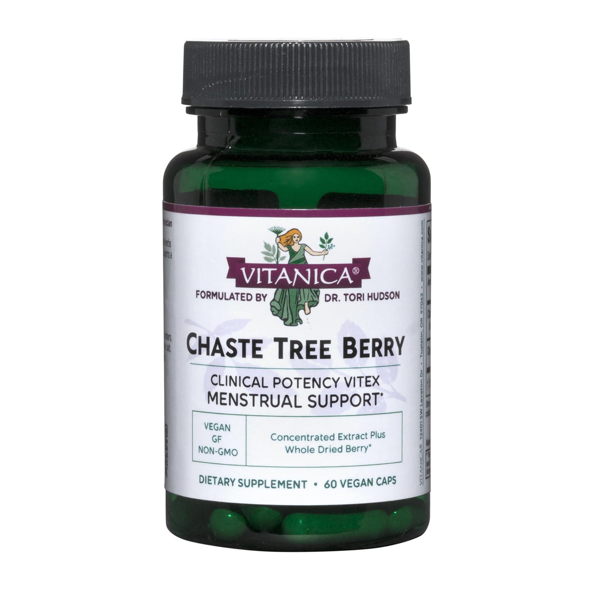Bottle of Vitanica Chaste Tree Berry Extract with 60 capsules