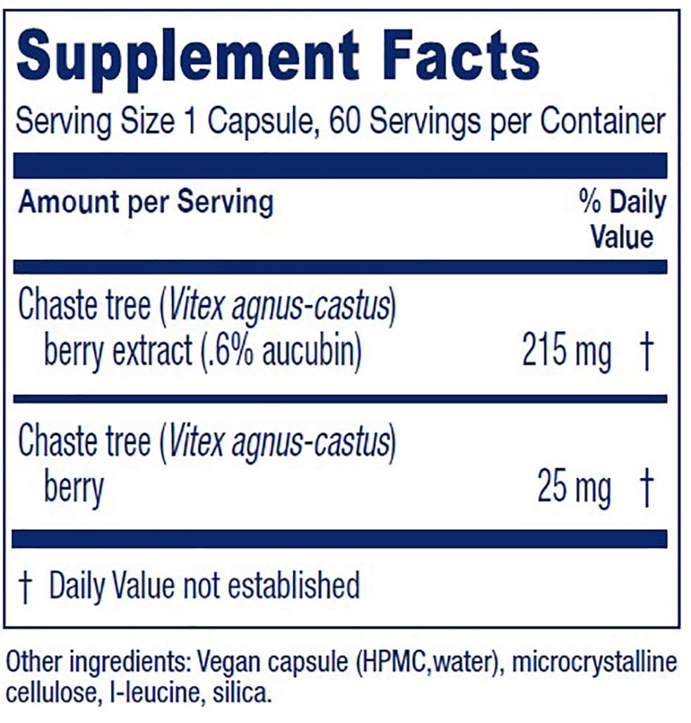 Chaste Tree Berry Vitex capsules close-up in bottle
