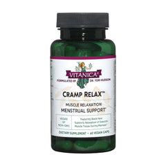 Bottle of Vitanica Cramp Relax vegan menstrual support 60 capsules
