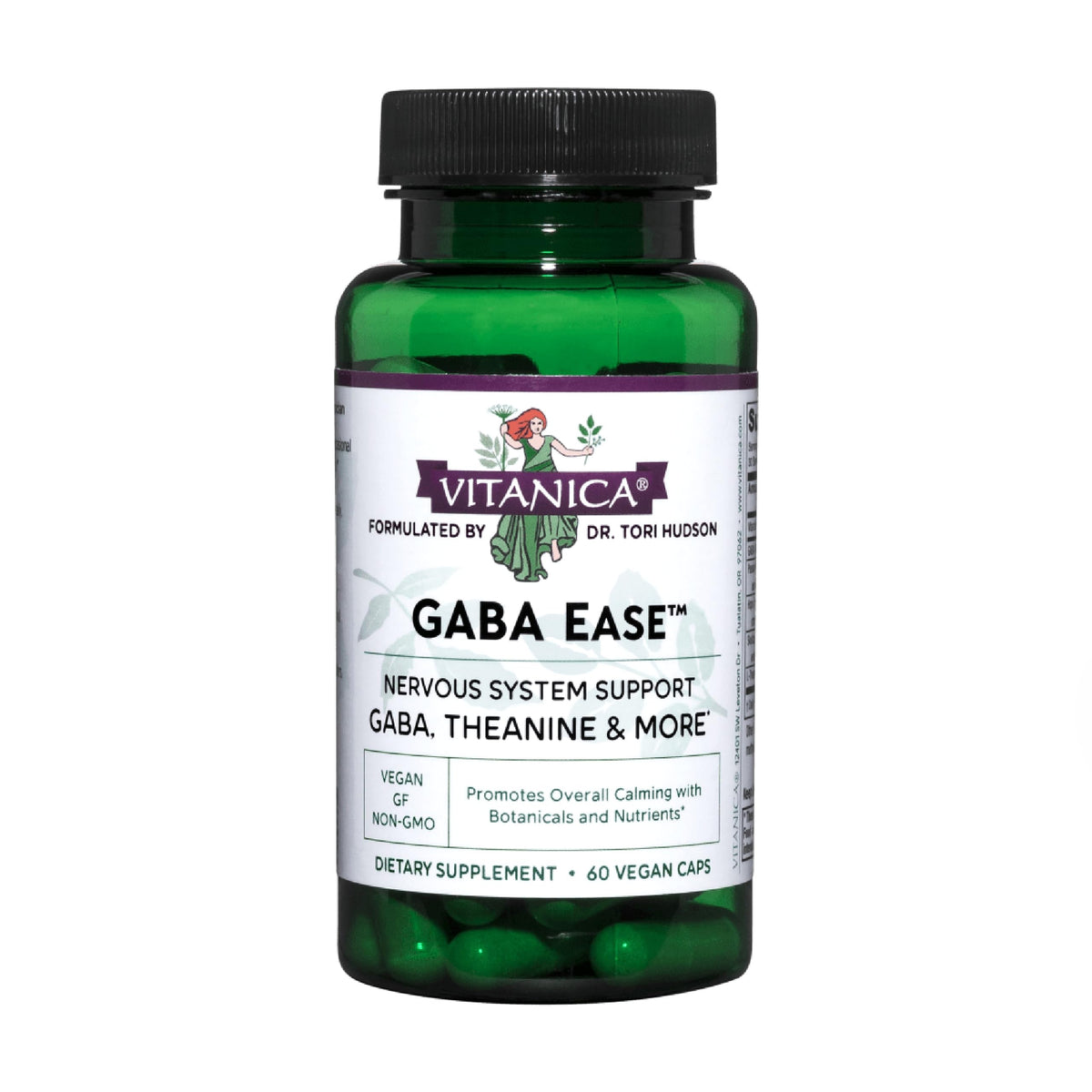 Front view of Vitanica GABA Ease bottle with label