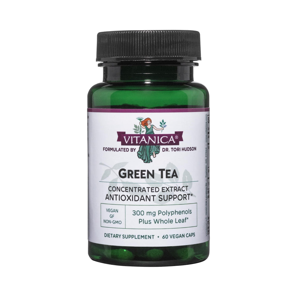 Close-up of Vitanica Green Tea Extract 330mg with 45% EGCG
